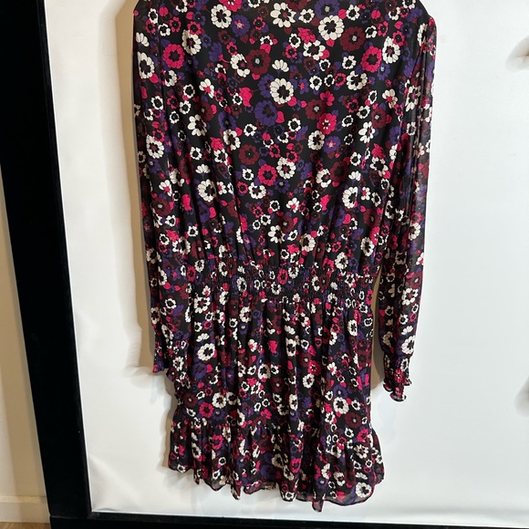 Michael Kors Azalea Psych Garden Wrap dress L georgette elastic Waist 10 flower - Picture 11 of 13